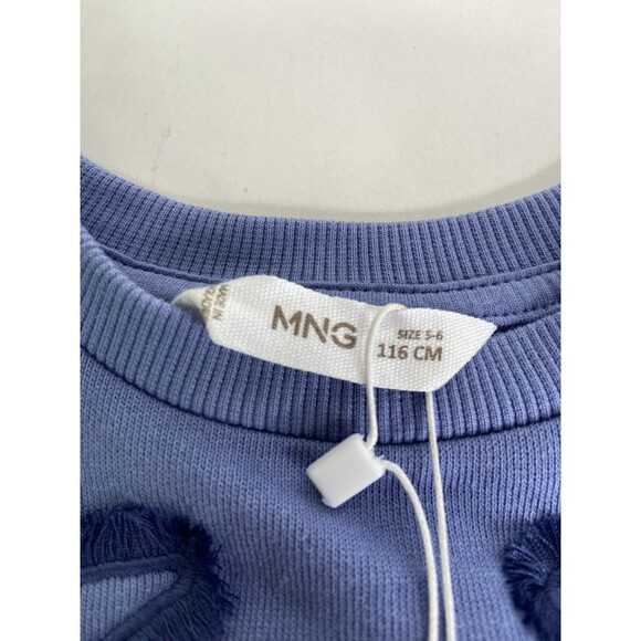 MNG by Mango Kids Blue Stars Cotton Long Sleeve Crop Sweatshirt Top Girls 5-6 - Picture 3 of 8